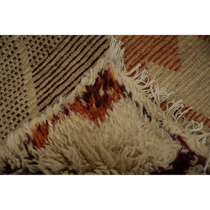 Hand Knotted Oriental 100% Wool Carpet Modern Tribal Beige & Ivories Moroccan Area Rug - 9' 2'' X 8' 2''