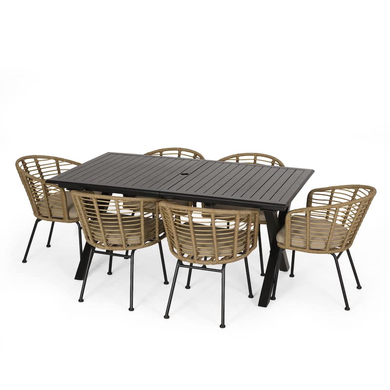 Rogge Outdoor Wicker 7 Piece Dining Set by Christopher Knight Home