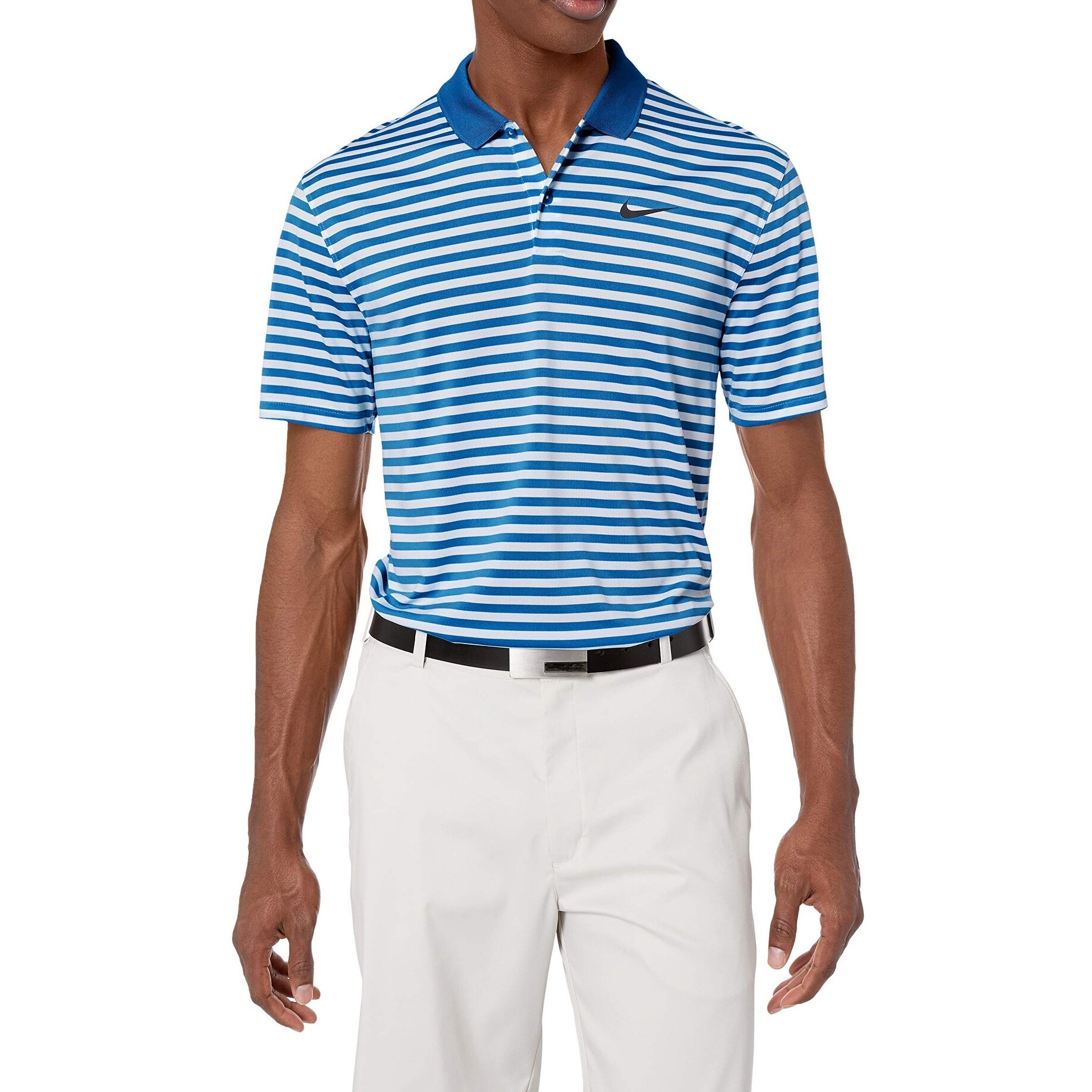 Shop Nike Blue White Mens Size 2xl Striped Golf Logo Graphic Polo Shirt Overstock 28241281