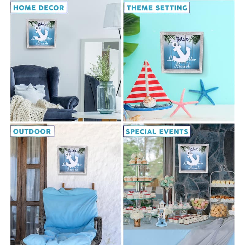 CoTa Global Aqua Sky Wall Anchor Relax Hanging Sign with Hang Mount - 8.8″Lx8.8″Wx1.5″H