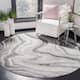 SAFAVIEH Craft Clytie Modern Abstract Marble Pattern Rug - 6'7" x 6'7" Round - Grey/Silver