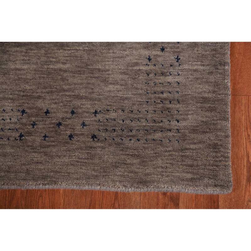 Hand Knotted Oriental 100% Wool Carpet Tribal Tribal Greys & Charcoal Gabbeh Area Rug - 4' 9'' X 2' 7''