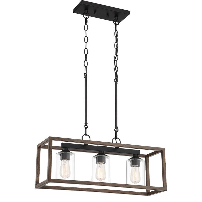 Moulins 3-ight Linear Modern Farmhouse Rectangle Chandelier with UL Certified - 25in