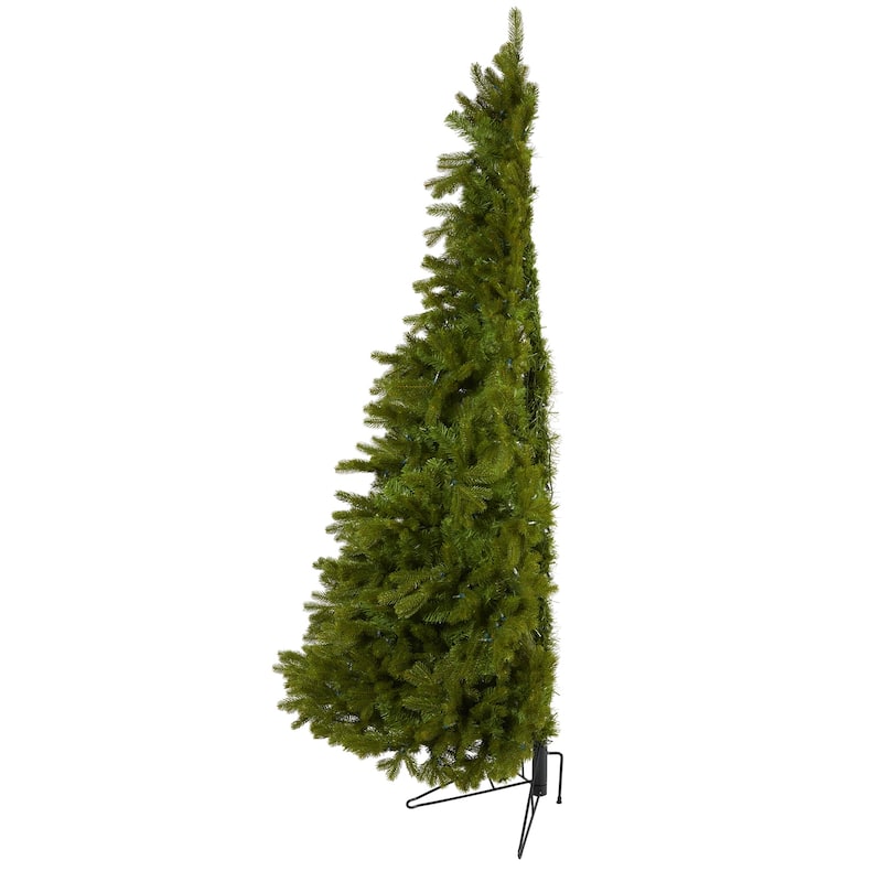 7ft Artificial Christmas Tree with Lights - Holiday Spruce Tree, Warm White LED, Bendable Branches, Festive Decor - Green - 84