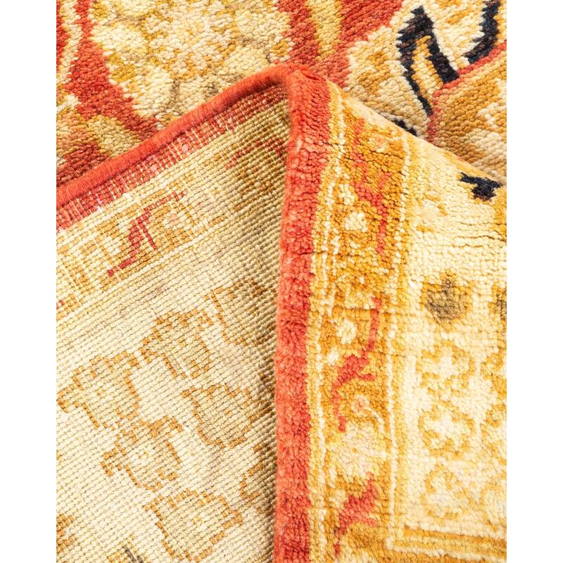 Overton Hand Knotted Wool Vintage Inspired Modern Contemporary Modern Orange Area Rug - 3' 2" x 5' 3"
