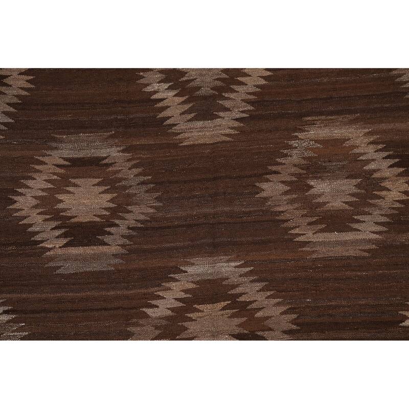 Natural Dye Tribal Geometric Kilim Oriental Wool Area Rug Flat-woven - 4'10" x 6'8"