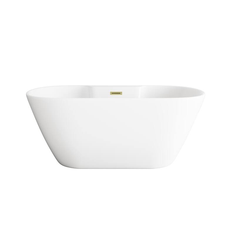 Nicolette Bathtub in Glossy White - Glossy White with Brushed Gold Trim - 59"