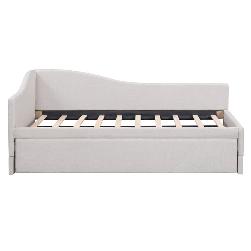 Twin-Size L-Shaped Upholstered Daybed With Pop-Up Trundle