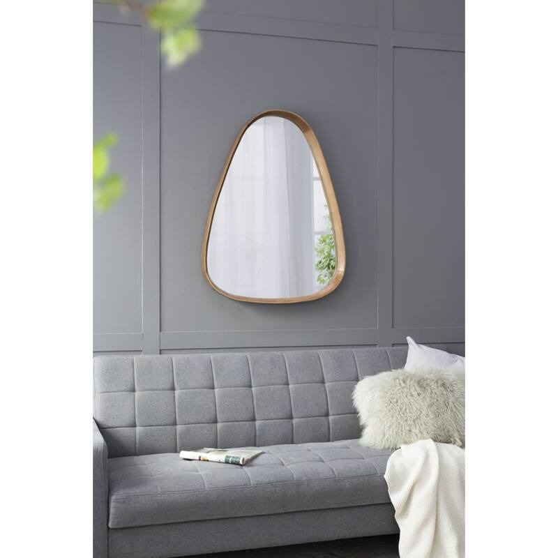 Teardrop Curved Edge Wood Wall Mirror - 36.75"