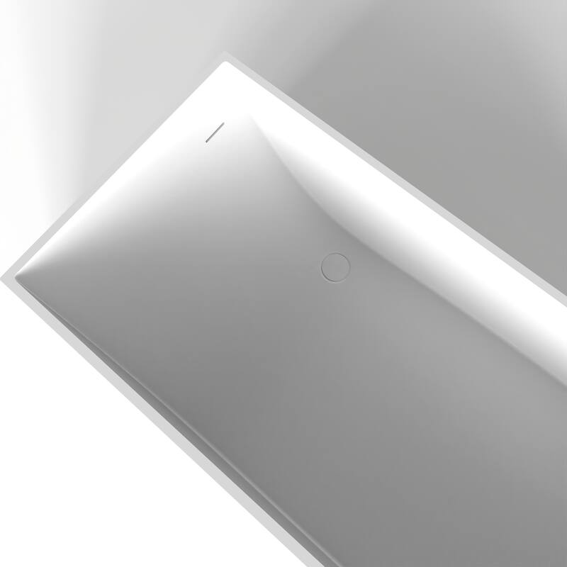 67 Inch Solid Surface Freestanding Soaking Bathtub in Matte White