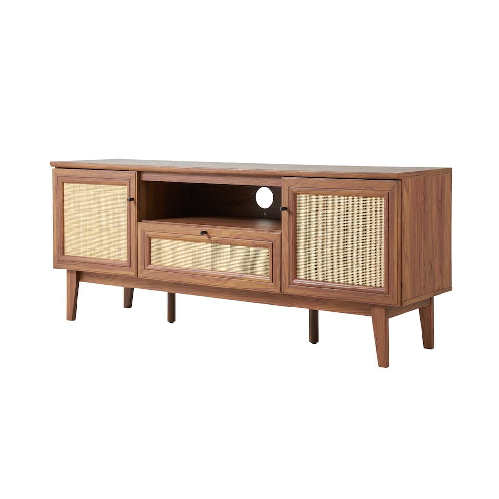 Gennaro 59 in. Farmhouse Caned TV Stand with Drawer and Storage Doors Fits TVs up to 65 in. with Cable Management, by JONATHAN Y