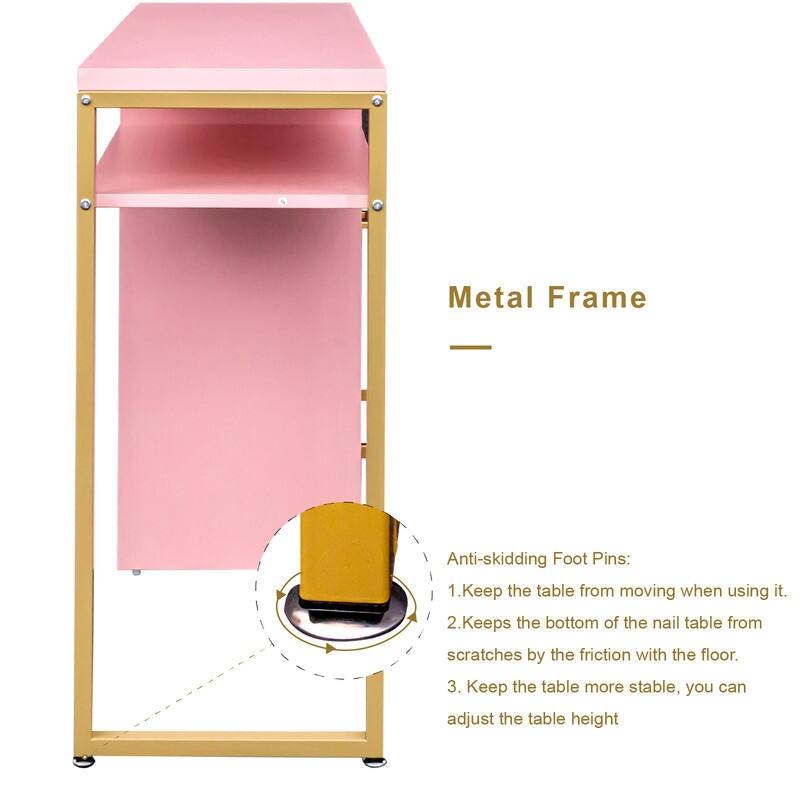 38.19" W Particle Board Computer Desk Manicure Table with 2 Drawers and 1 Cabinet