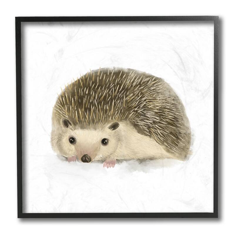 Stupell Adorable Hedgehog Illustration Nursery Woodland Animal Framed Giclee Art Design By Daphne Polselli - 12 x 12 - Black