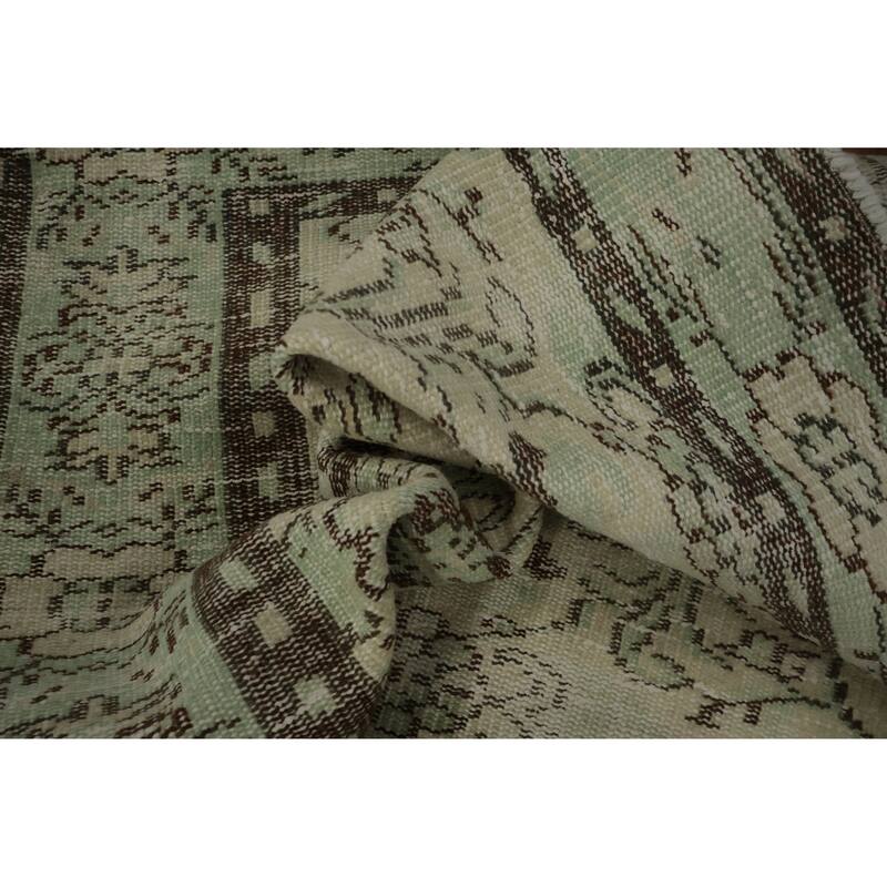 Hand Knotted Oriental 100% Wool Carpet Transitional Floral Green Anatolian Area Rug - 9' 4'' X 5' 2''