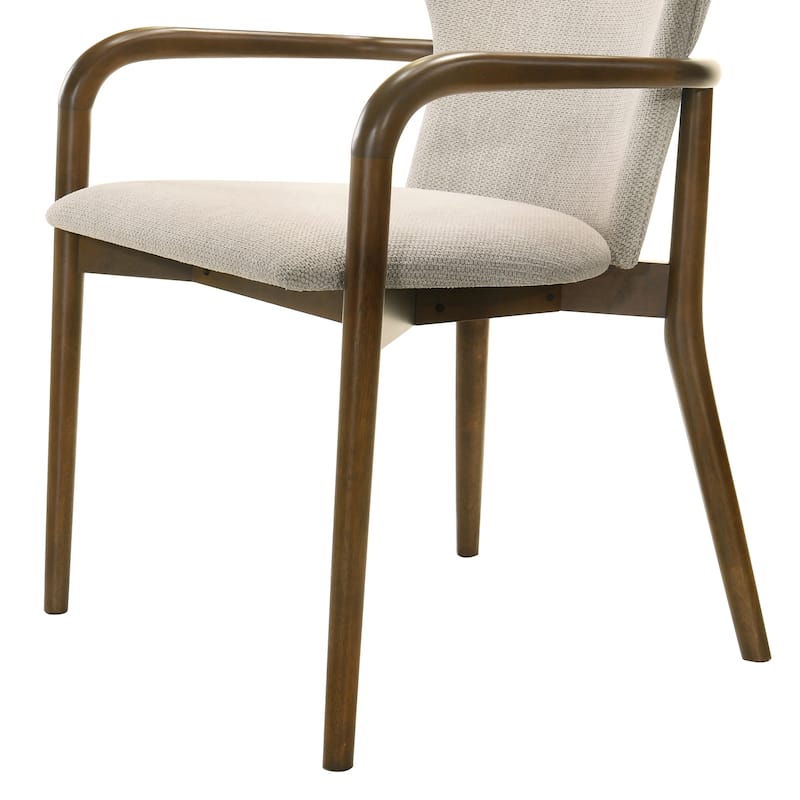 Klarissa Mid-Century Modern Cream Upholstered Walnut Finished Solid Wood Dining Chair