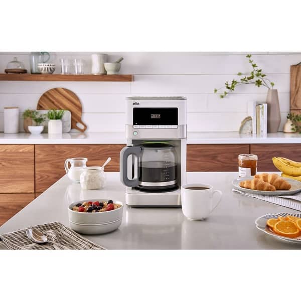 Braun BrewSense 12Cup Drip Coffee Maker in Stainless Steel/White Bed