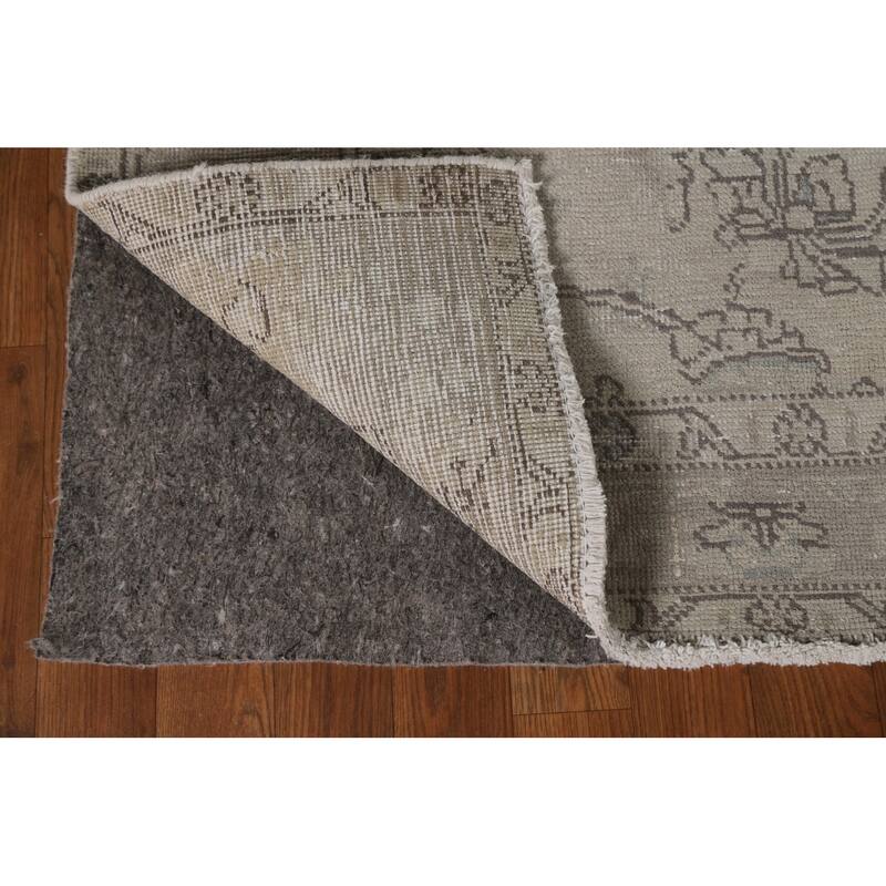 Distressed Beige Tabriz Persian Vintage Rug Handmade Wool Carpet - 6'6"x 9'7"