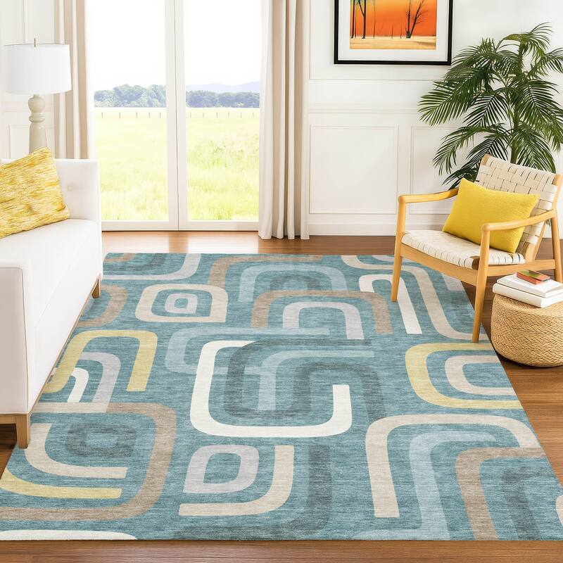 Machine Washable Indoor/ Outdoor Modern Penner Chantille Rug