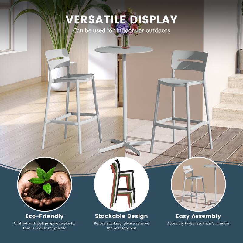 Frond and Form 29.5 Inch Outdoor Bar Stool (Set of 2)