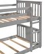 preview thumbnail 11 of 11, Gray Twin over Twin Size Solid Wood Bunk Bed with Ladder, Slide and Fence for Kids, Bedroom