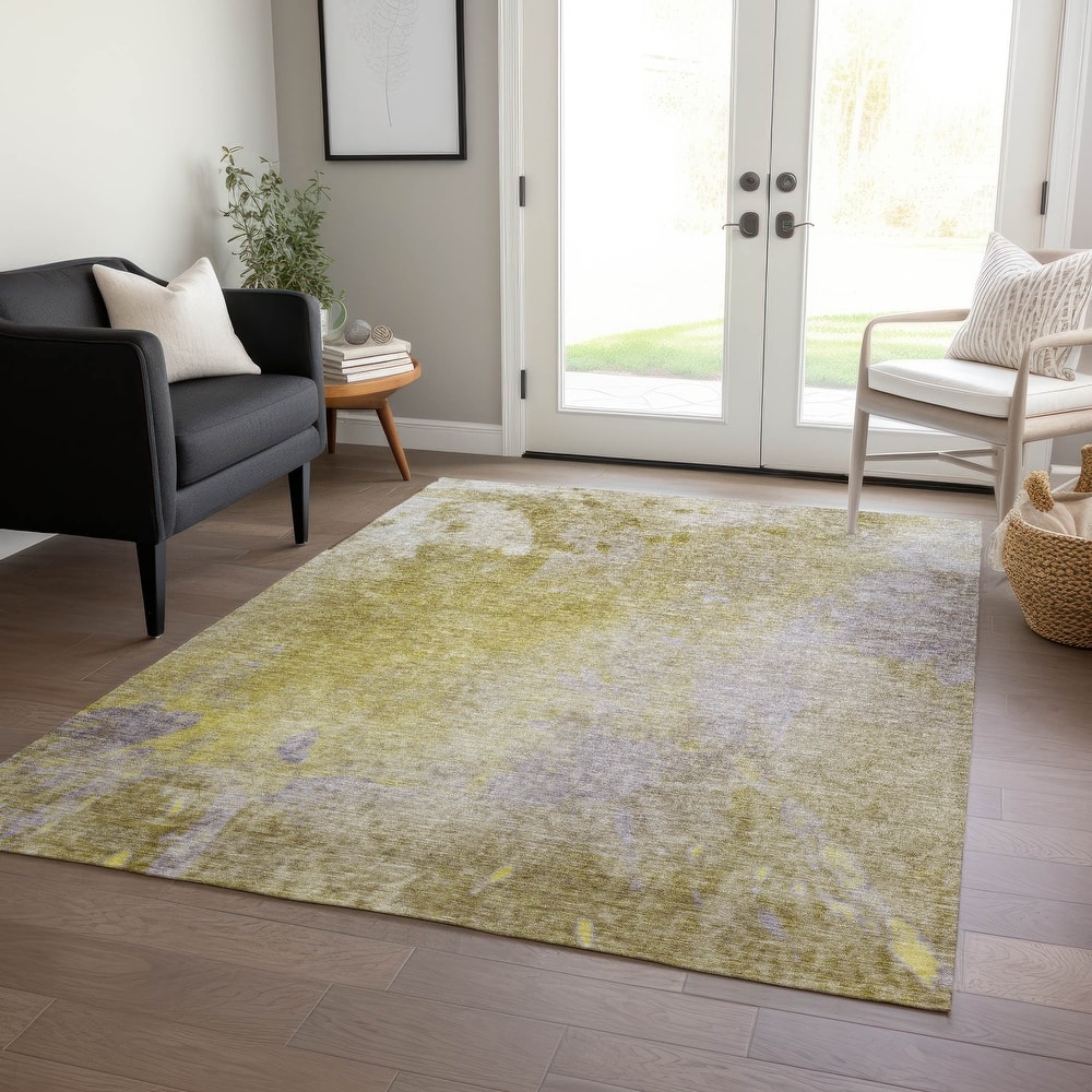 Machine Washable Indoor/ Outdoor Abstract Solid Chantille Rug