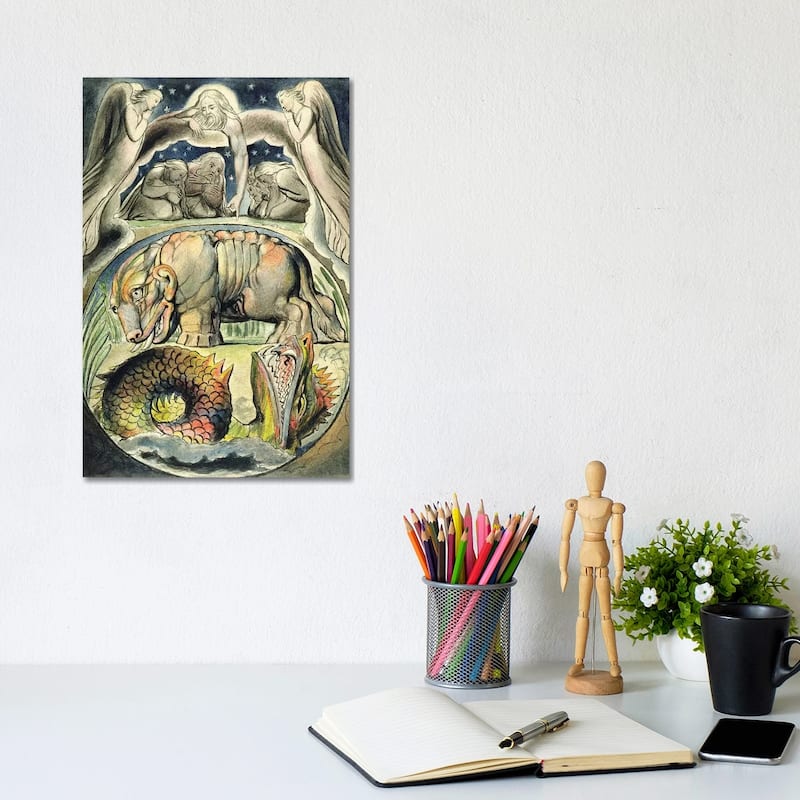iCanvas "Behemoth And Leviathan (after William Blake)" by John Linnell Canvas Print - 12x8x0.75