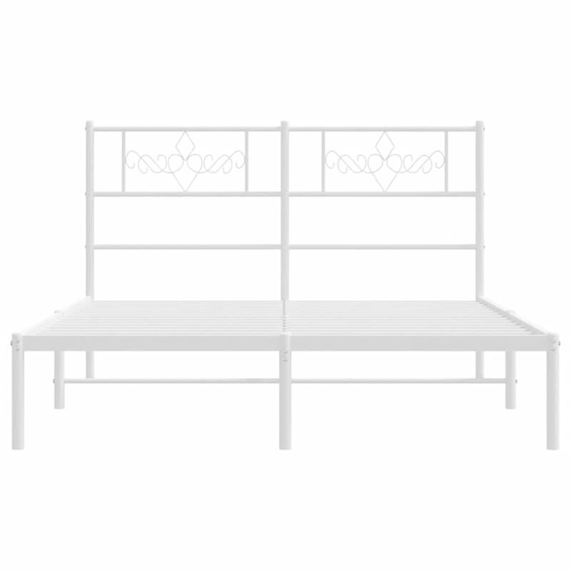 vidaXL 12 Inches White Queen Metal Bed Frame No Mattress - 81.5" x 61.4" x 35.4"