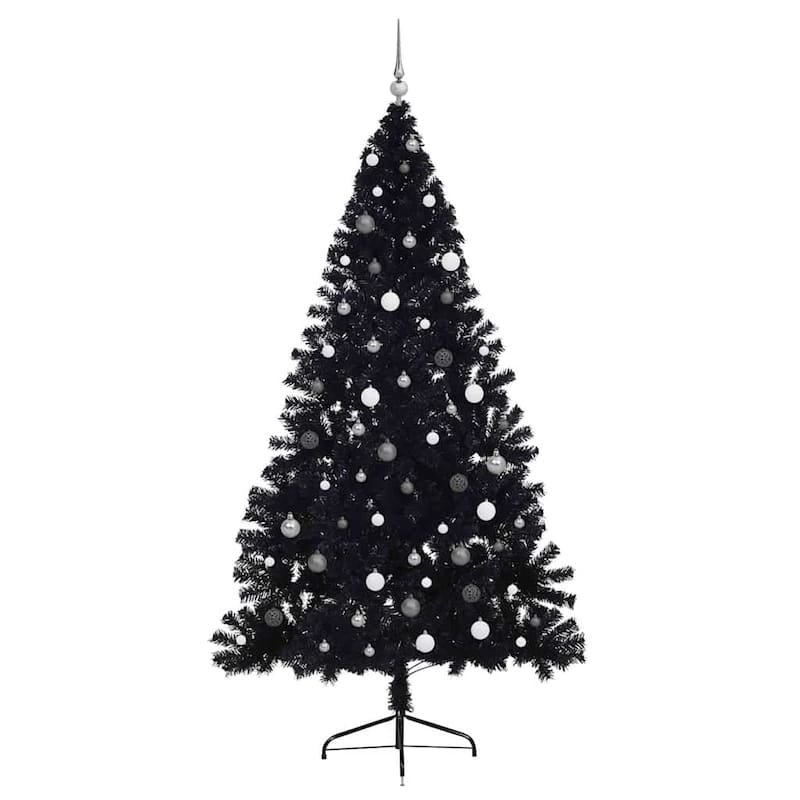 vidaXL Artificial Pre-lit Christmas Tree with 300 LEDs Black 94.5" PVC - 94.5