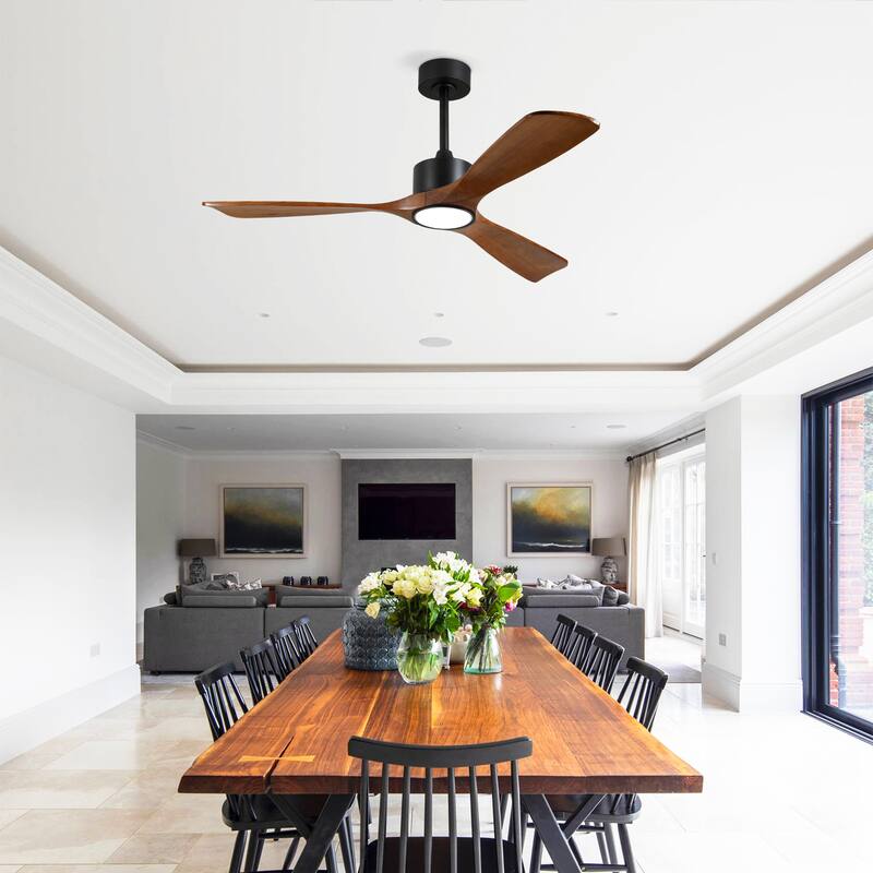 52/60/66 Inch Downrod Ceiling Fan with Light,Plywood Blades,Reversible DC Motor