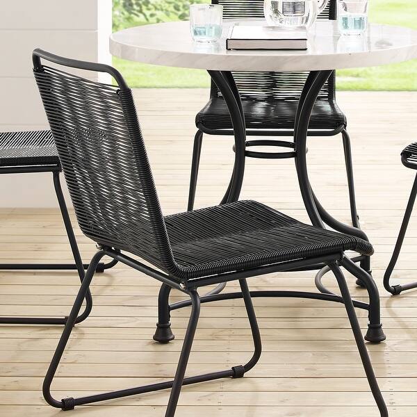 Corvus Sarcelles Woven Wicker Patio Dining Chairs(Set of 4) On Sale