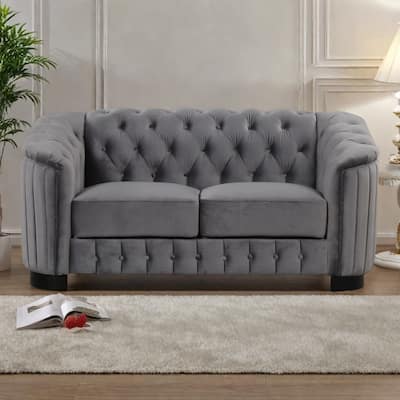 64.3" Velvet 2-Seat Sofa with Solid Wood Frame and Ergonomic Backrest - Soft Padded Seat