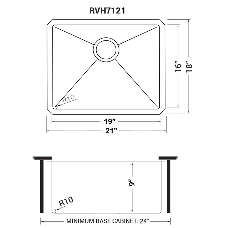 Ruvati 21-inch Matte Gold Stainless Steel Undermount Bar Prep Kitchen Sink 16 Gauge - RVH7121GG