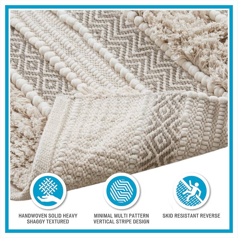 INK+IVY Asher Woven Texture Stripe Bath Rug