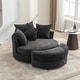 preview thumbnail 2 of 57, Roomfitters Modern 360° Swivel Barrel Chair with Hidden Storage Ottoman, Chenille Upholstery and Four Pillows Grey