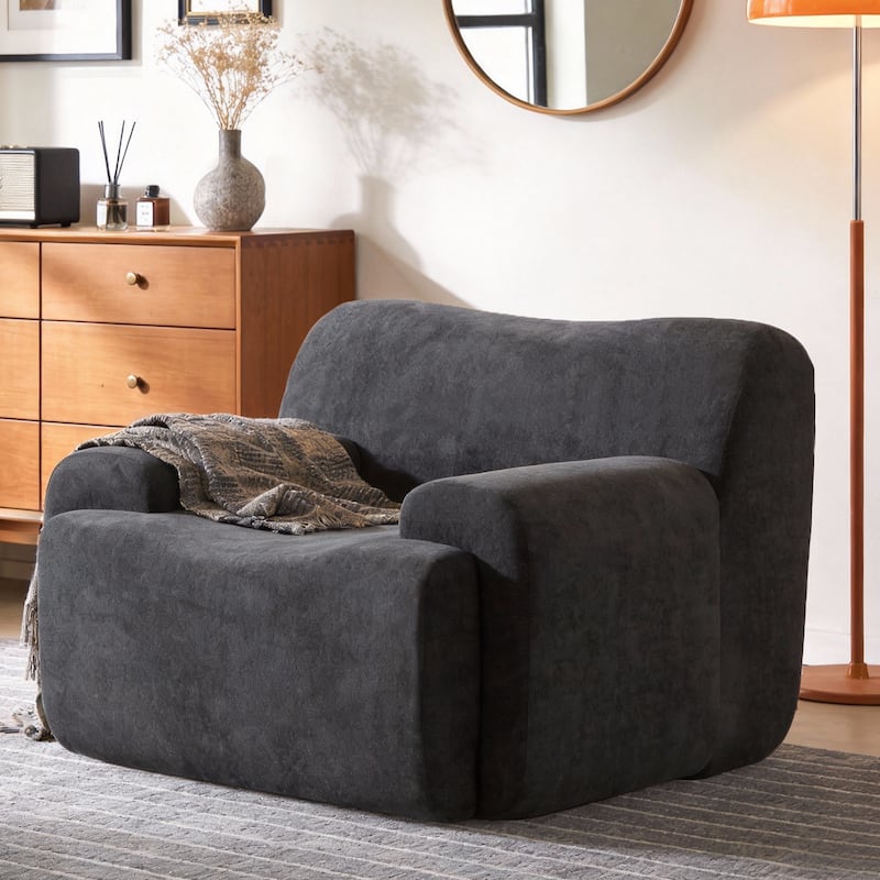 Chenille Accent Chair, Comfy Cloud Sofa Chair, Modern Armchair Boneless Reading Chairs