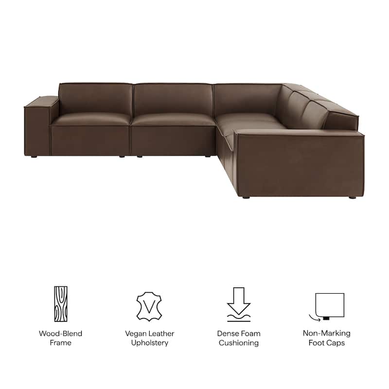 Restore 5-Piece Vegan Leather Modular L-Shaped Sofa