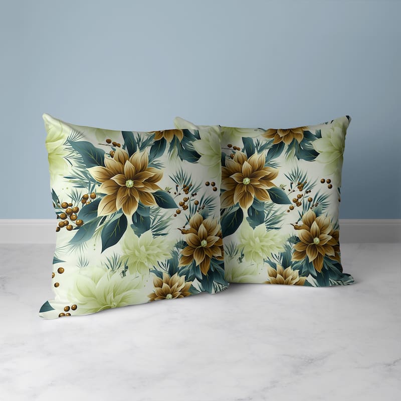 Blue And Coffee Holiday Sparkle Indoor/Outdoor Throw Pillow Zipper