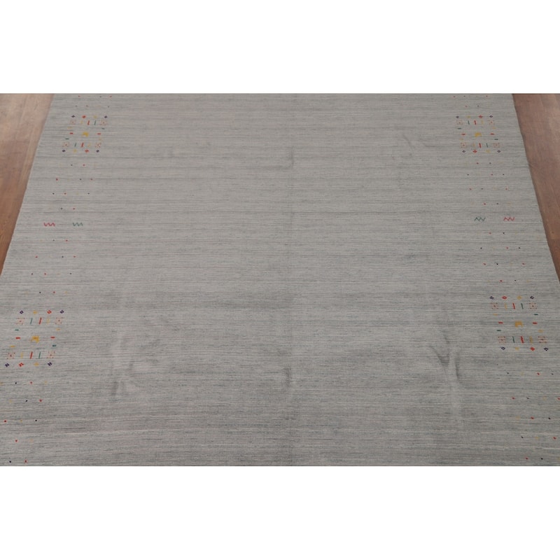 Striped Gabbeh Indian Area Rug Wool Carpet - 8'9" x 11'7"