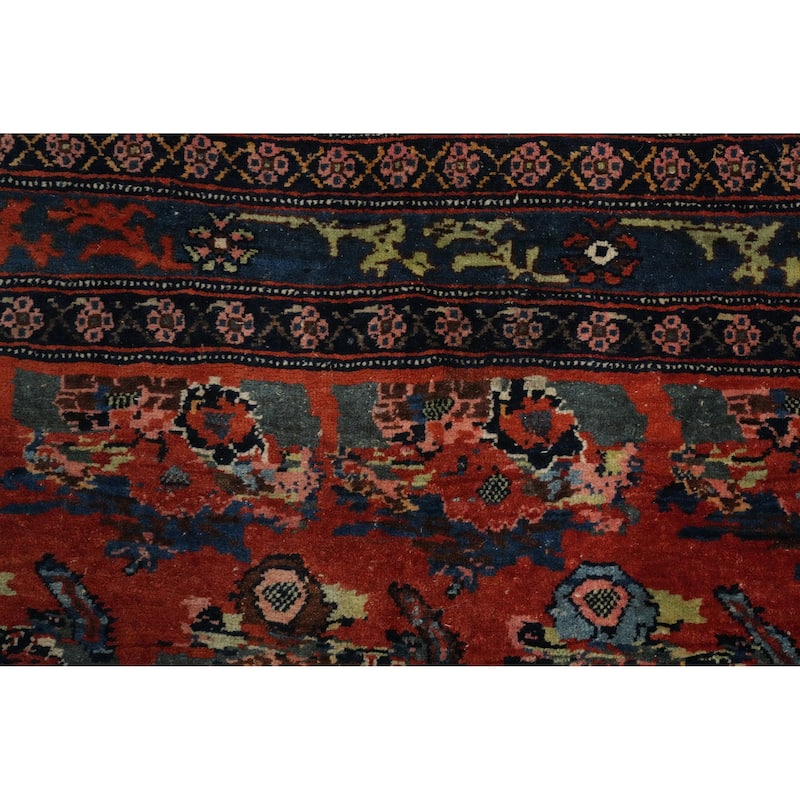 Hand Knotted Oriental 100% Wool Carpet Traditional Floral Oranges & Rust Bidjar Area Rug - 6' 10'' X 4' 7''