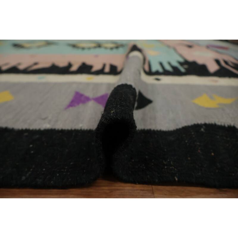 Hand Woven Oriental 100% Wool Carpet Southwestern Tribal Navy Blue & Blues Kilim Area Rug - 10' 0'' X 8' 5''