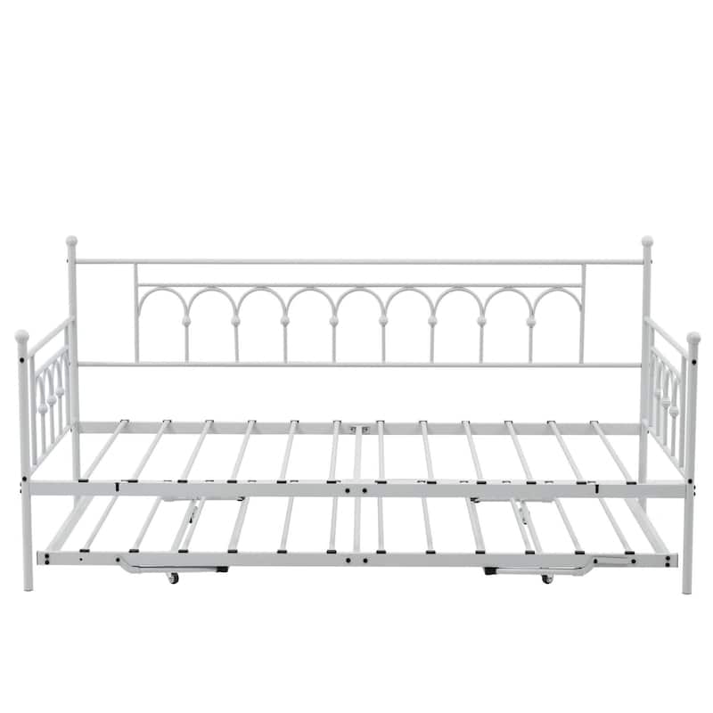 Metal Twin DayBed with Trundle Bed Twin for Adults,Space-Saving Bed