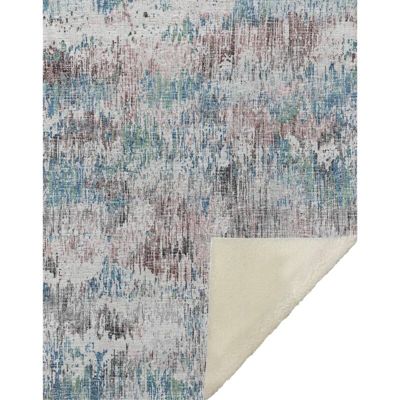 Premium Machine Washable ASB66 Abstract Ombre Sherpa Throw Blanket