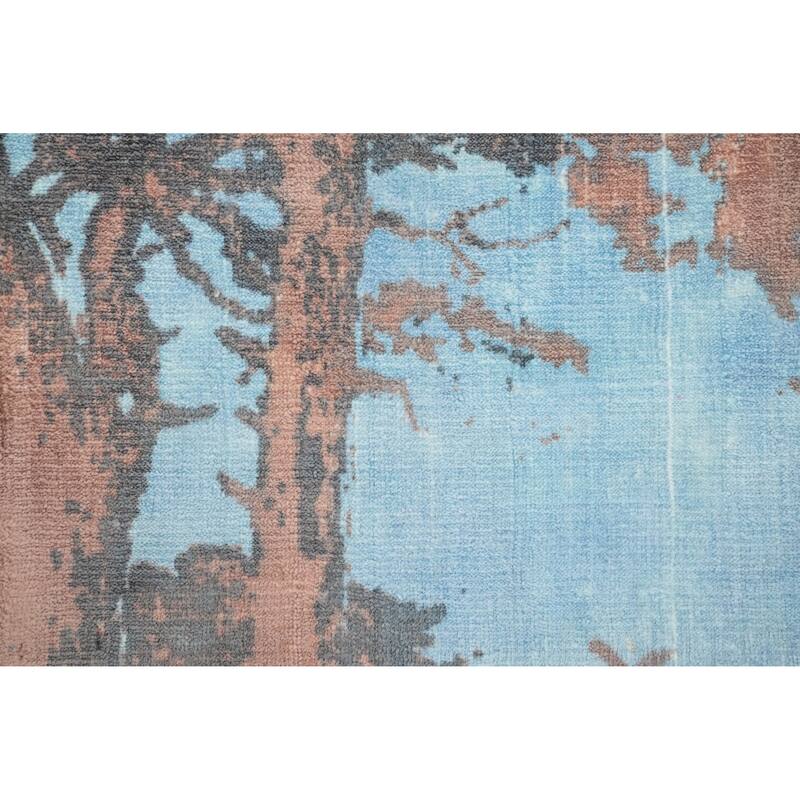 Hand Knotted Oriental Viscose Silk Carpet Modern Abstract Multi-Colored Abstract Area Rug - 4' 0'' X 2' 0''