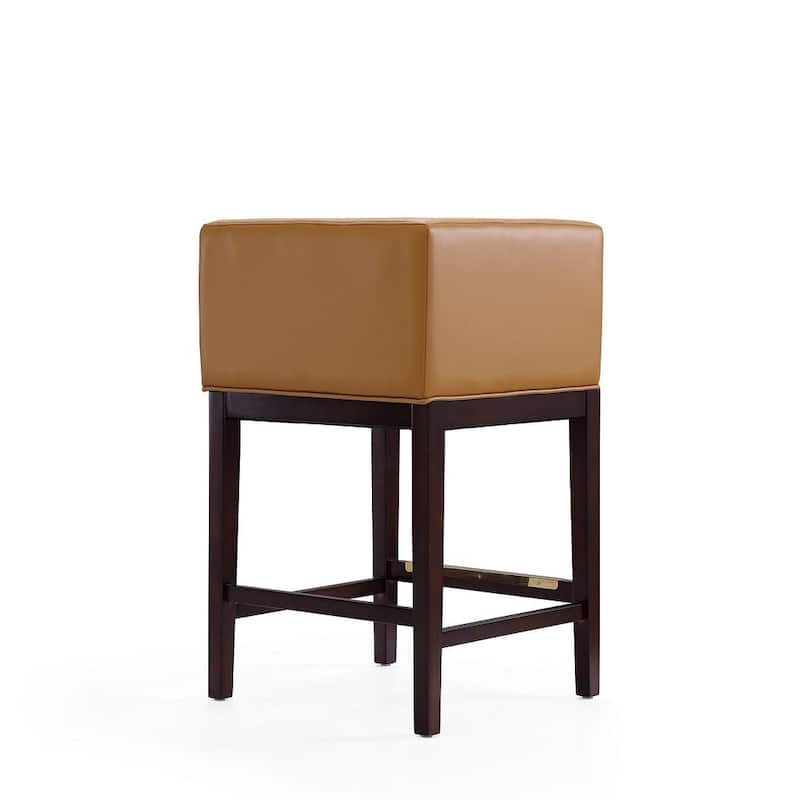 Manhattan Comfort Kingsley Dark Walnut Wood Counter Height Bar Stool (Set of 2)