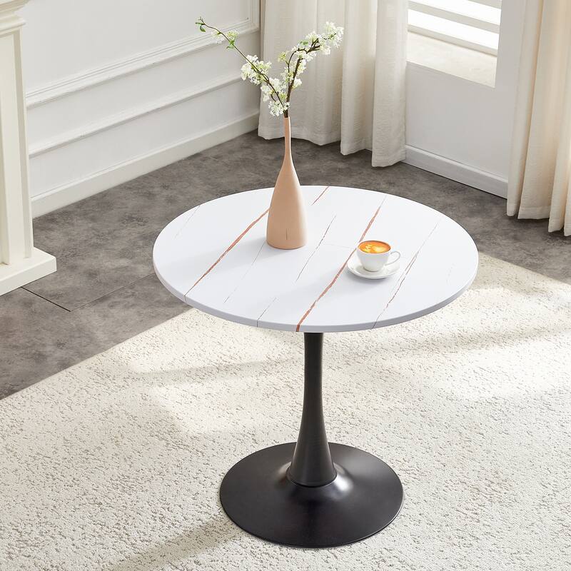 Kitchen Table with Thickened Tabletop, Round Tulip Dining Table, Bistro Table Circle Table Coffee Table