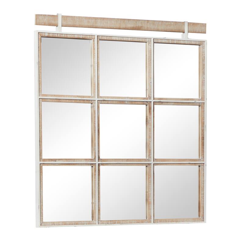 Brown Wood Rustic Wall Mirror 35 x 32 x 1 - 32 x 1 x 35