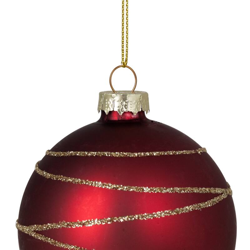 4ct Glass RedGreen Matte Christmas Ball Ornaments 3.25-Inch (80mm)