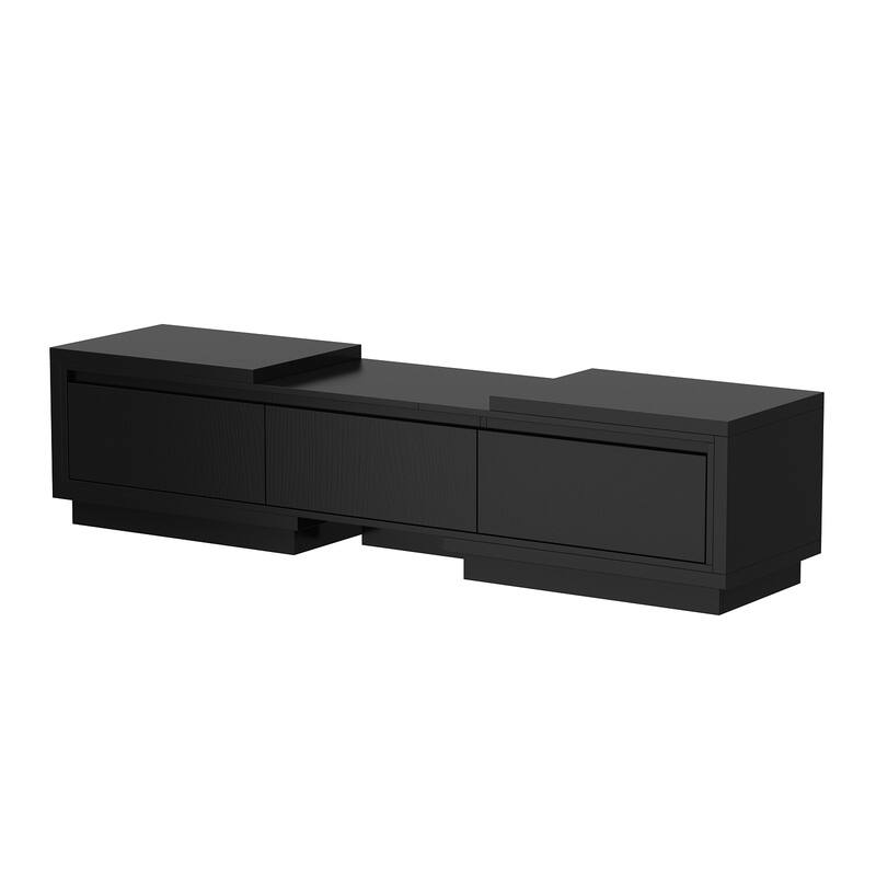 Modern Style Extendable TV Stand with 3Drawer White/Black 65.4"-106.3" Entertainment Center Table