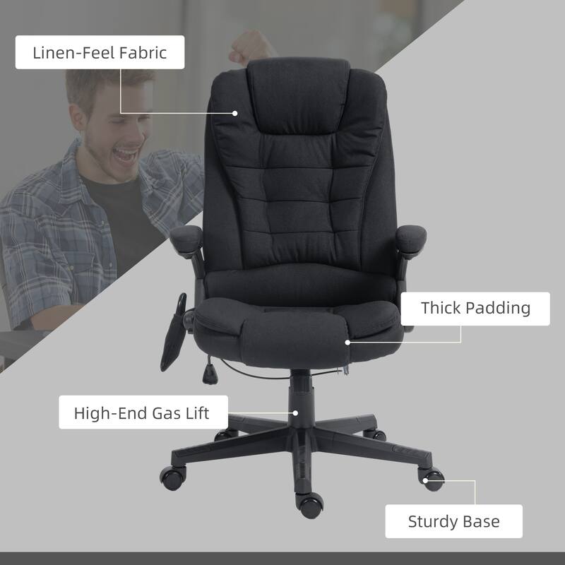 6 Point Vibrating Massage Office Chair With Lumbar Heat Black