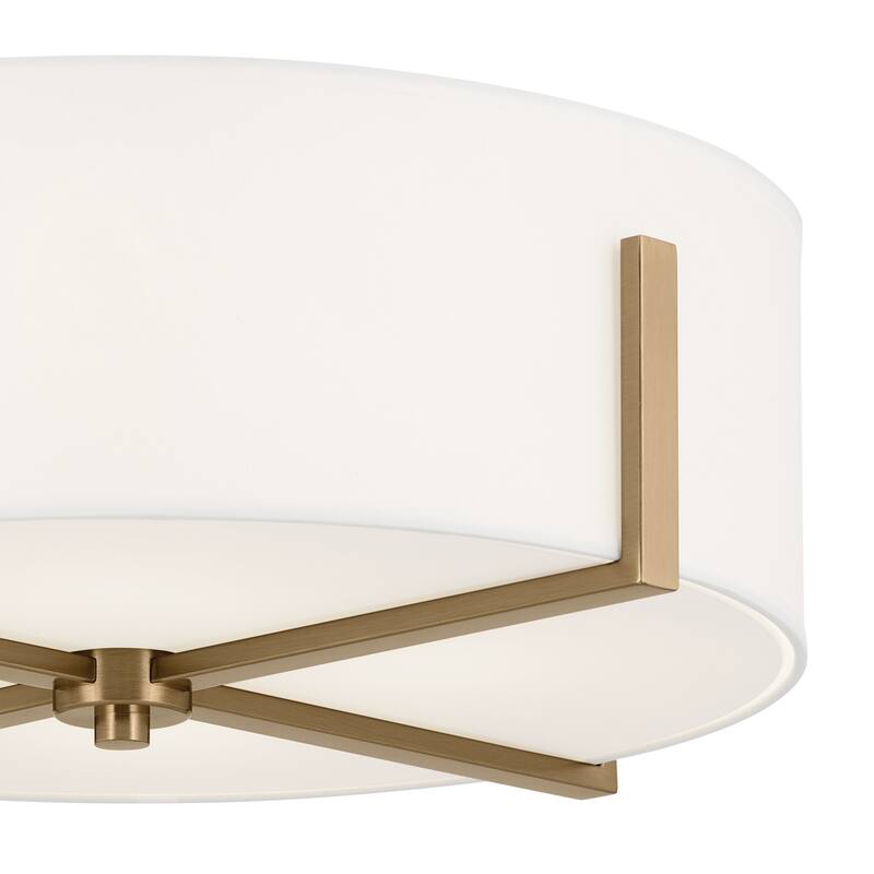 Kichler Lighting Malen 20 in. 4-Light Champagne Bronze Flush Mount Light with White Fabric Shade